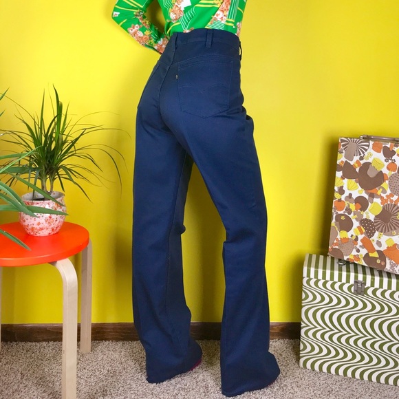 Vintage 70s Levis Sta Prest unisex navy jeans 35” - Picture 3 of 6